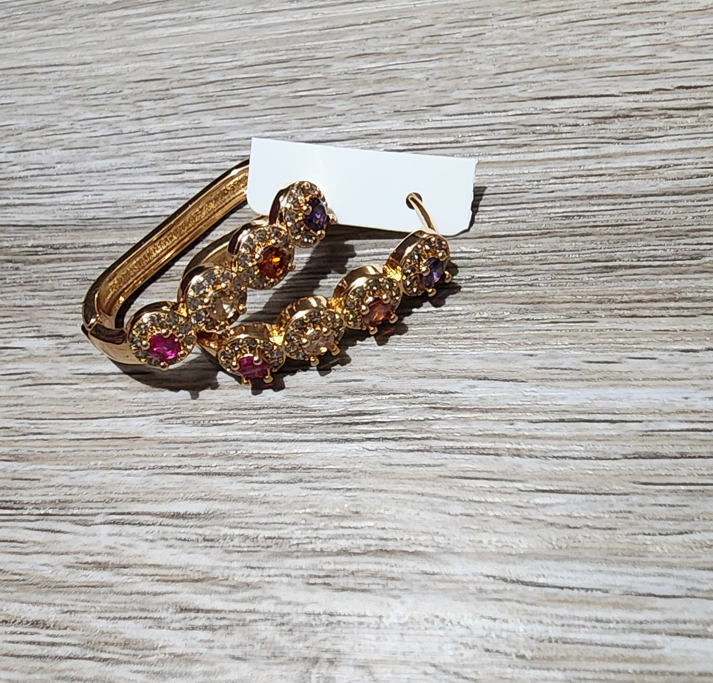 Multicolor Rectangular Earrings Oro Laminado XP