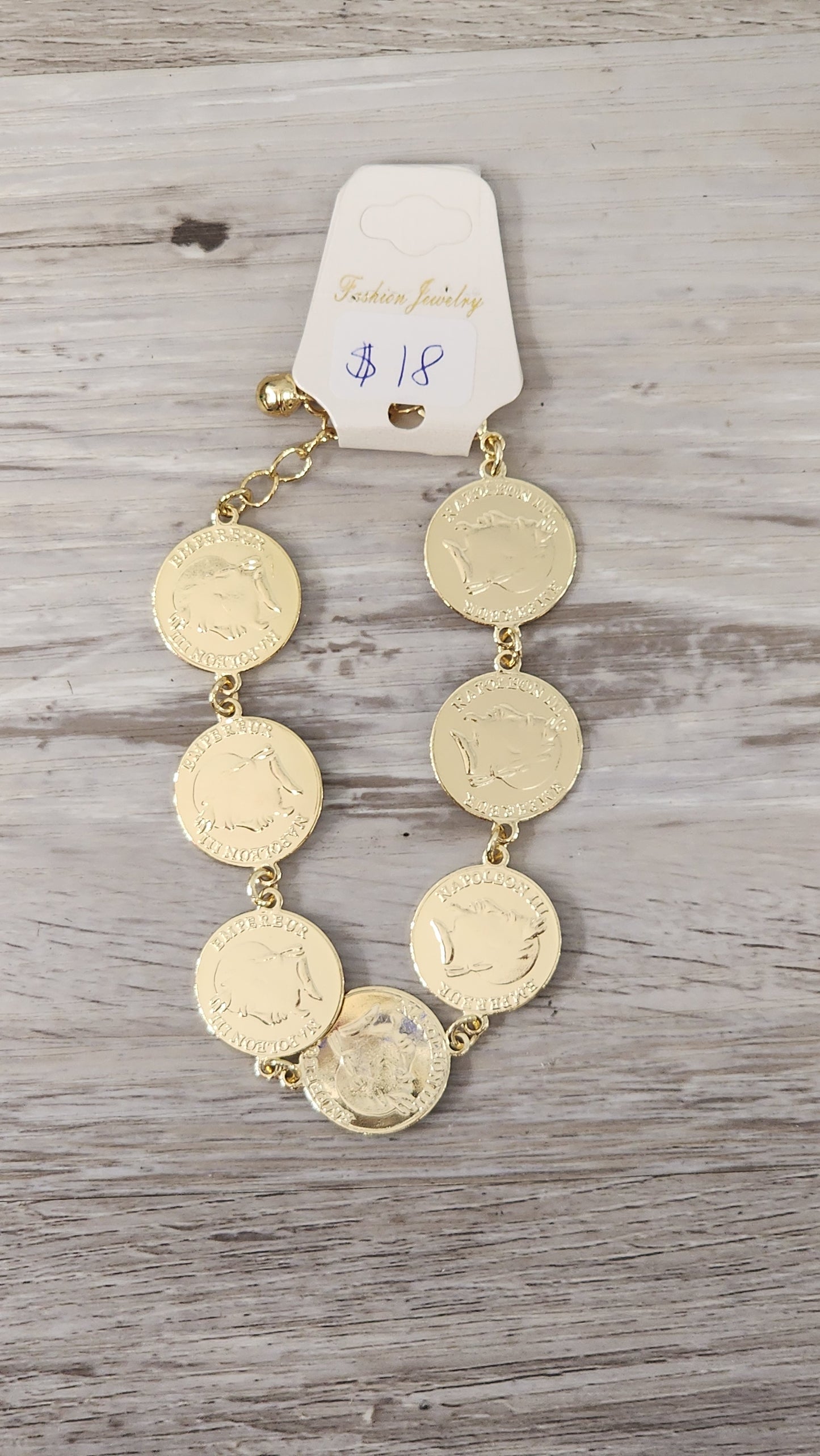 Pulsera Monedas (Oro Laminado)