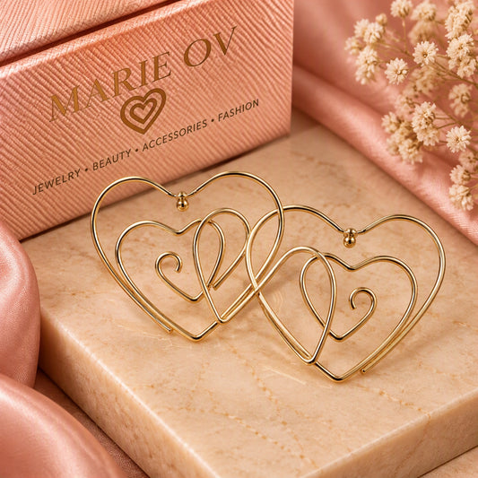 Aretes Double Heart Gold
