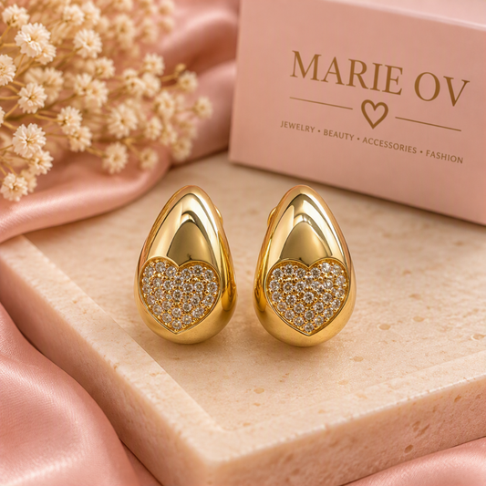 Aretes Golden Heart Drop