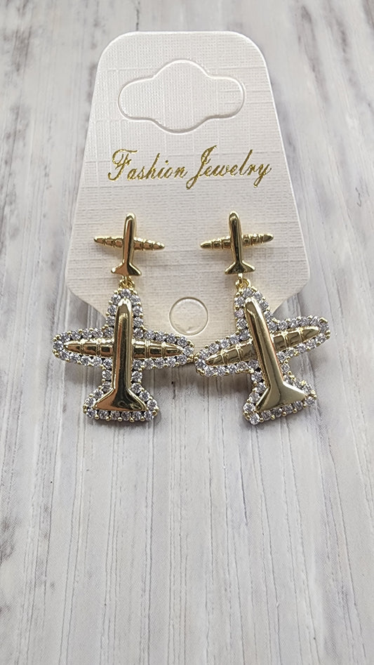 Airplane Earrings (Oro Laminado)