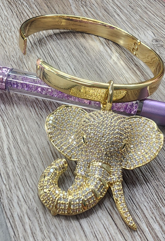 Nuevo! Bling Big Elephant Bangle (Oro Laminado Alta Calidad XP)