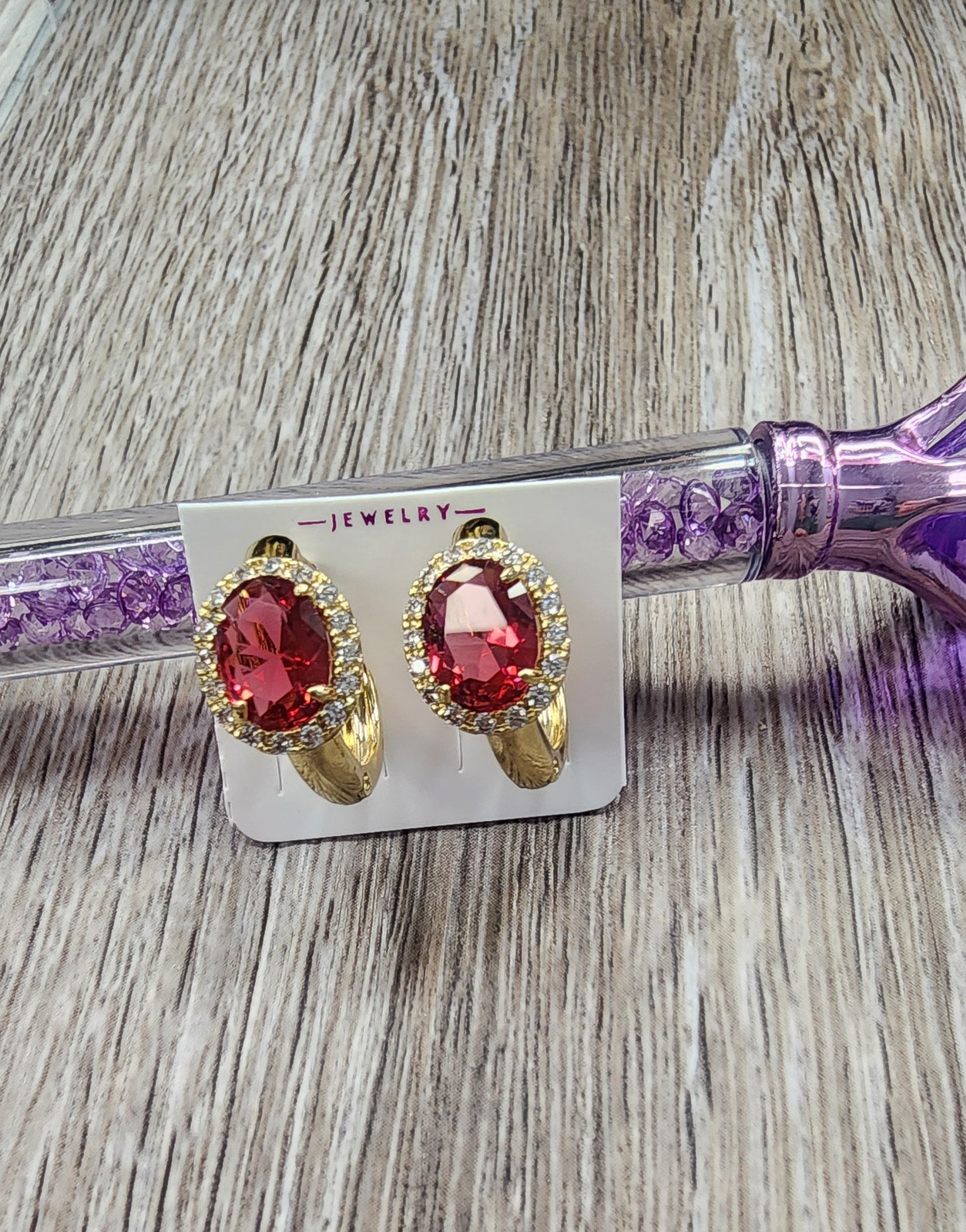 Nuevas! Red Pink Mini Earrings (Oro Laminado XP)