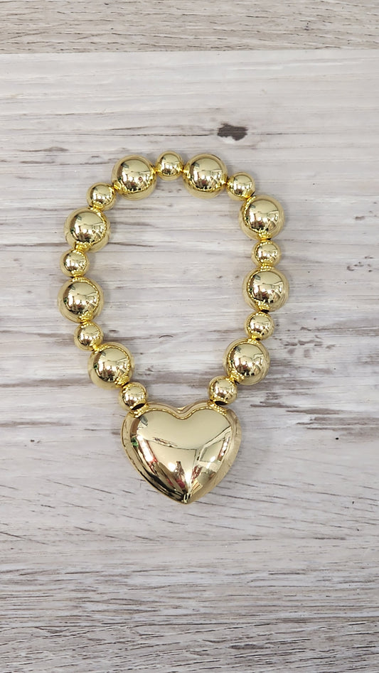 Chunky Heart Pulsera (Oro Laminado)